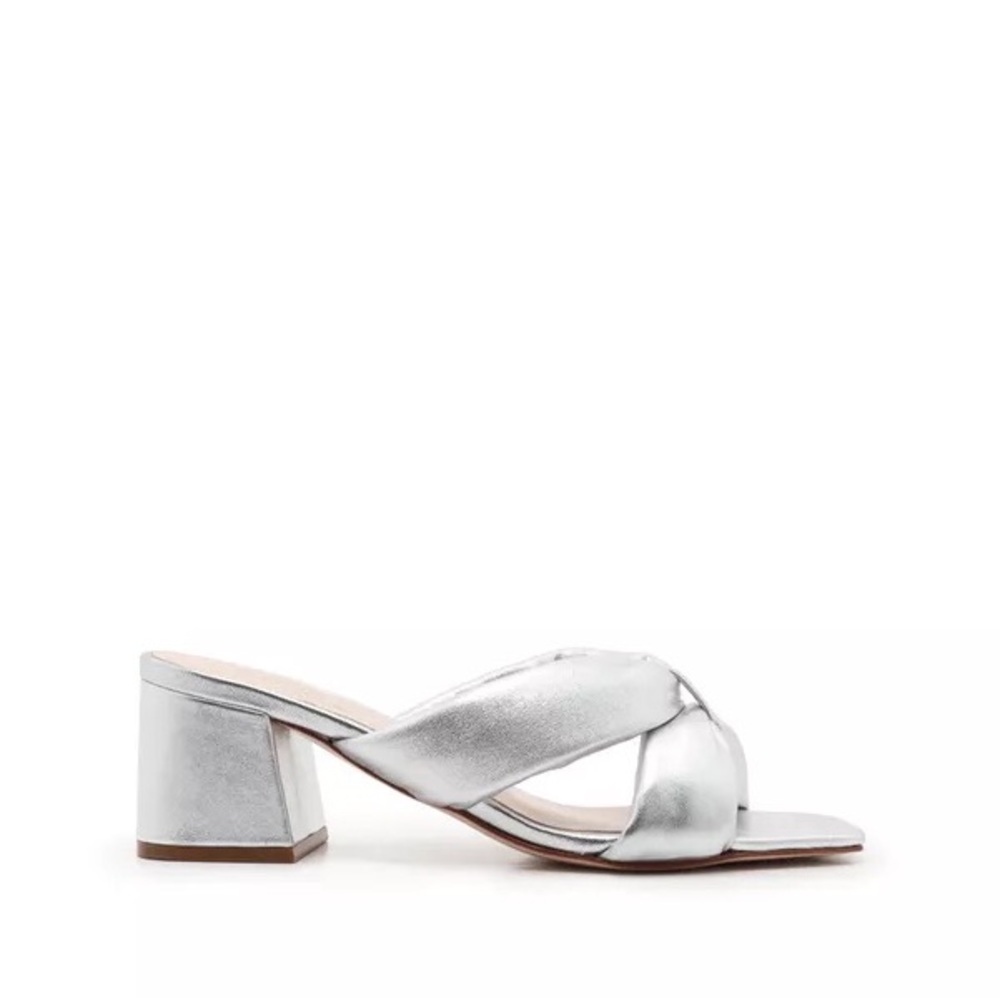 Schutz Metallic Silver Butterfly 9.5 Mule